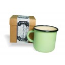 Gartda sojas vaska svece ar kokvilnas dakti emaljētā krūzītē un zaļās tējas / May Chang ēterisko eļļu, 400ml